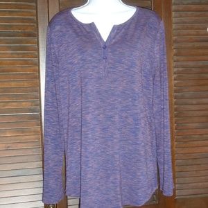 Purple Long Sleeve Soft Shirt V-Neck Henley, L NWT